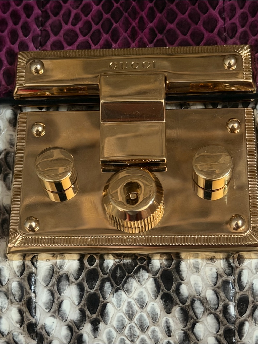 Gucci Purple & White Python Padlock - Picture 8 of 9